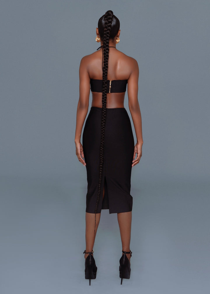 Black Halter Cutout Midi Dress XS Black Halter Cutout Midi Dress XS