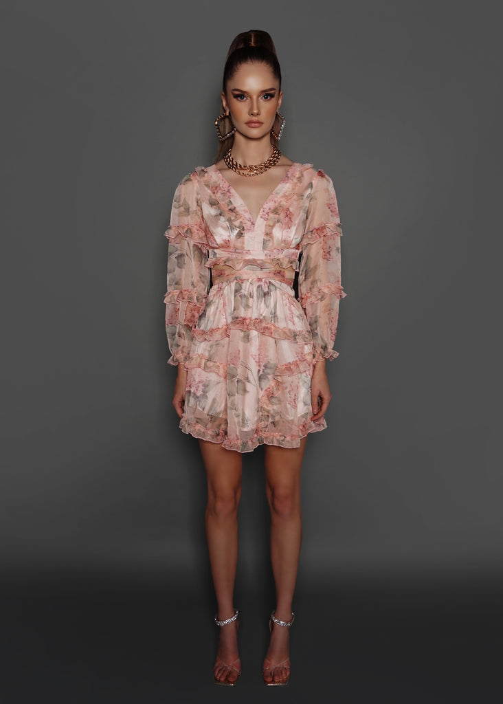 white christmas dresses Pink Cutout Floral Dress – Juniper main image 0