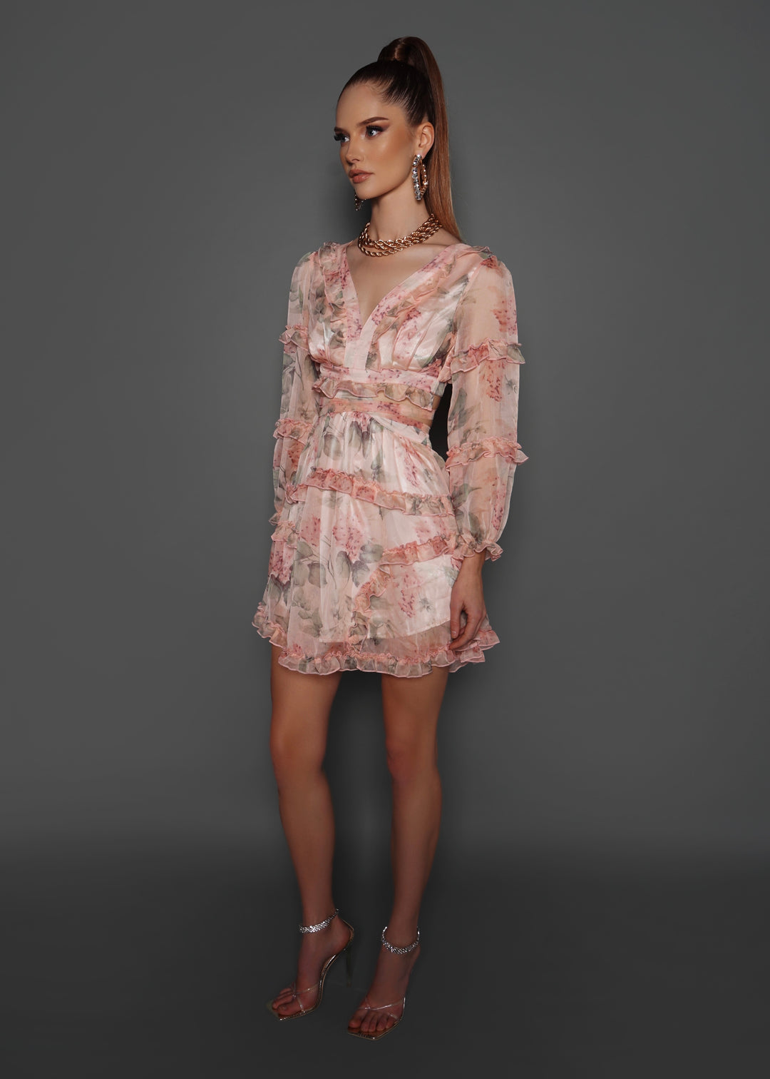 Floral Cut Out Mini Dress  GUILTY OF GLAM