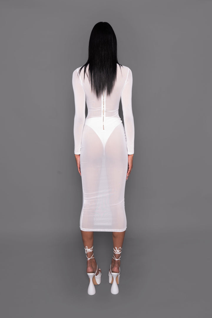 White Sheer Turtleneck Dress – GUILTY OF GLAM