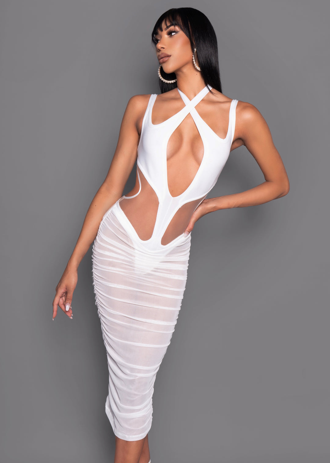 white ball gown dress White Tulle Puffy Sleeves Long Prom Dress, White Tulle Sweet 16 Dresses US 6 / Custom Color