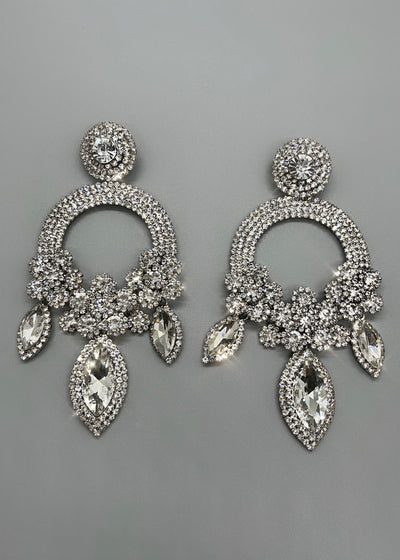 Oversized Chandelier Earrings (Silver)